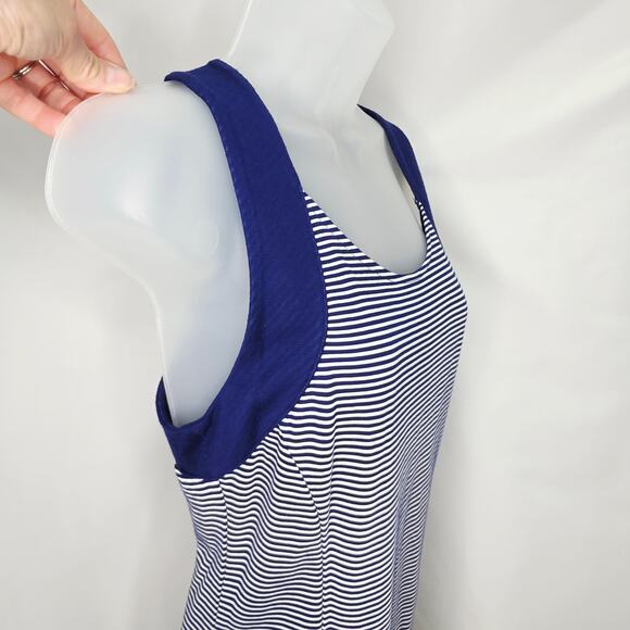 Banana Republic Navy Blue & White Striped Zipper on the Back Tank Top Size 6 New - Picture 7 of 10